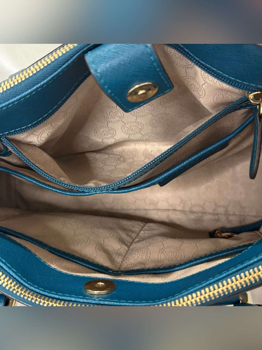 Michael Kors Sutton Medium Satchel Deep Teal Leather Crossbody Classic City Chic - Picture 8 of 16